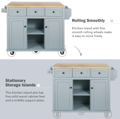 Kitchen Cart With Rubberwood Drop-Leaf Countertop