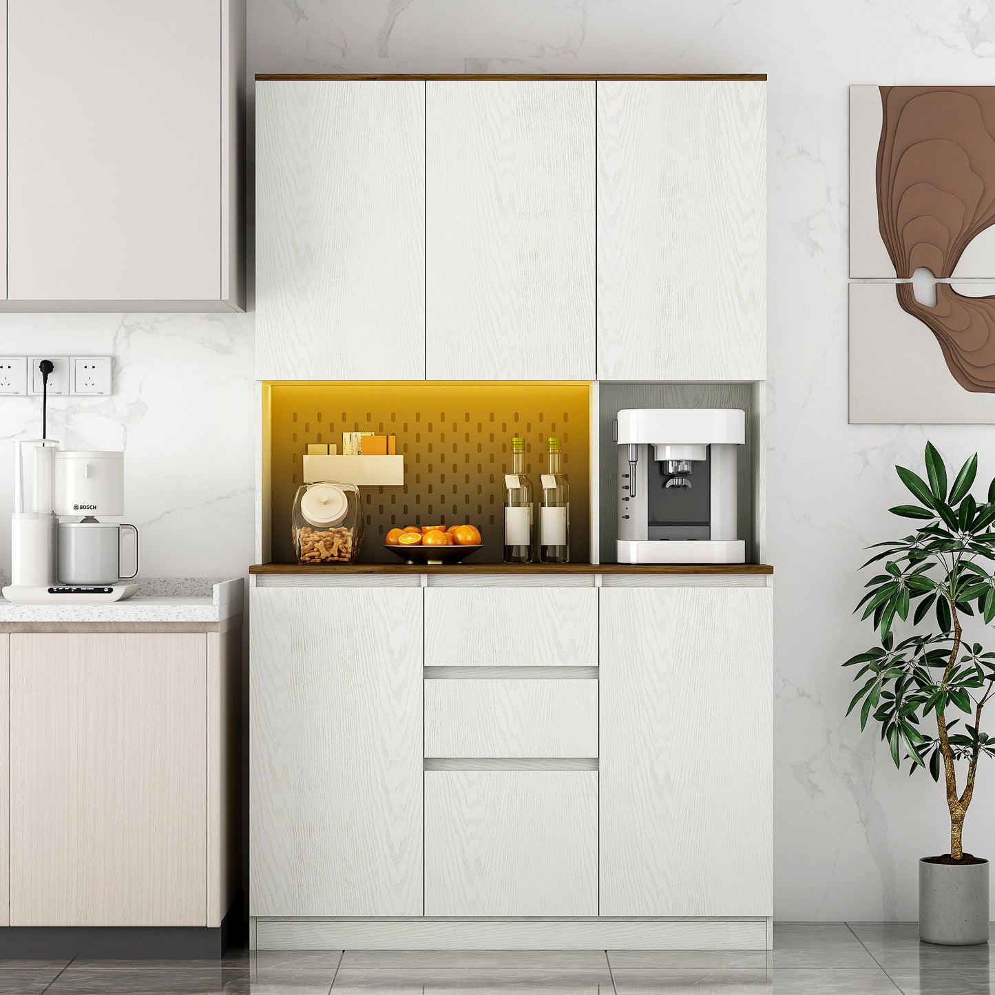 Kitchen Pantry Cabinet With Charging Station