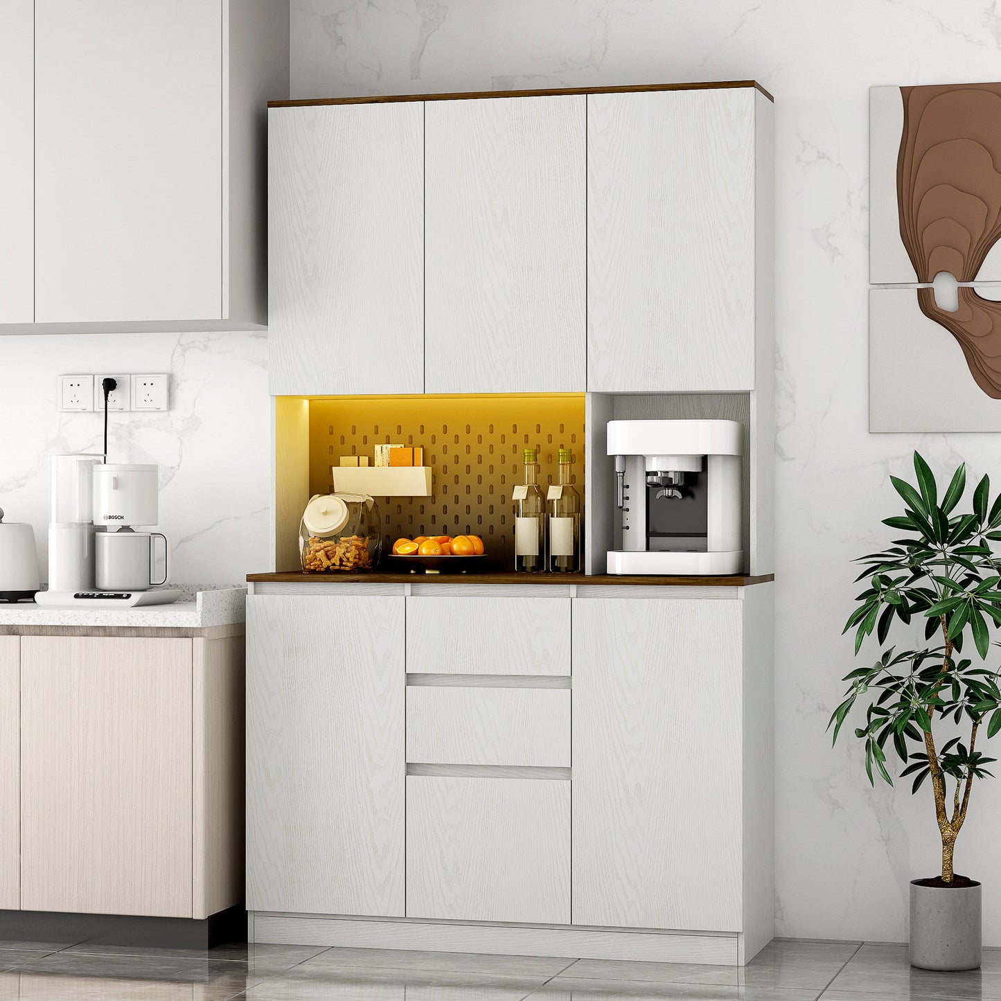 Kitchen Pantry Cabinet With Charging Station