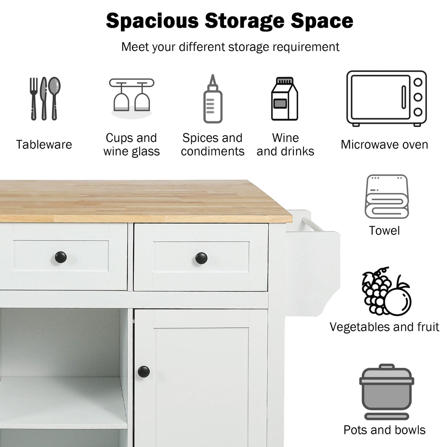 Kitchen Cart With Drop-Leaf Countertop