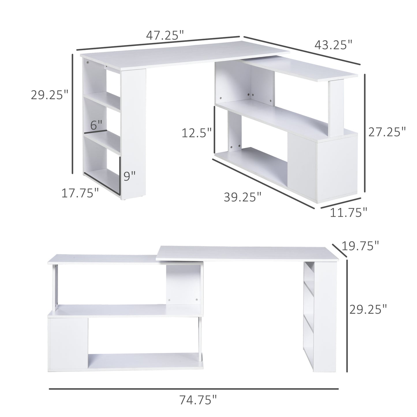 Home Office Desk L Shaped Corner Computer Desk