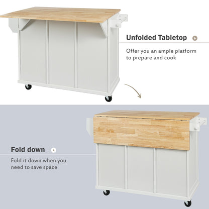 Kitchen Cart With Drop-Leaf Countertop