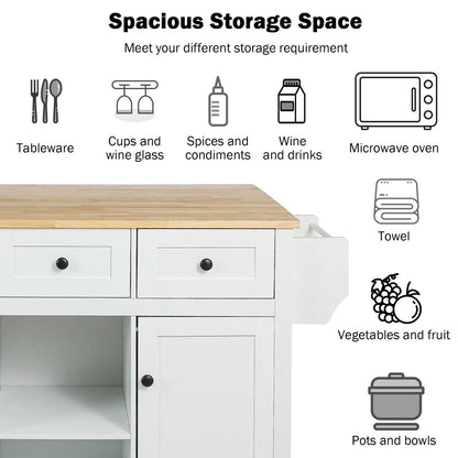 Kitchen Cart With Drop-Leaf Countertop