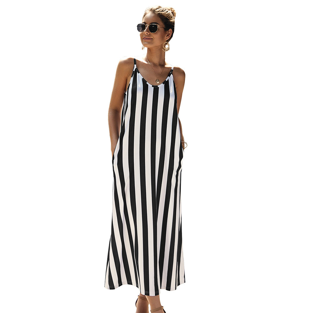Suspender Stripe Flow Dress